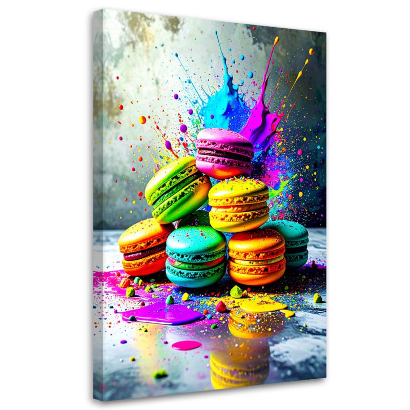 Obraz do kuchni jadalni Feeby Kolorowe Makaroniki Ciastka 60x90cm 1szt
