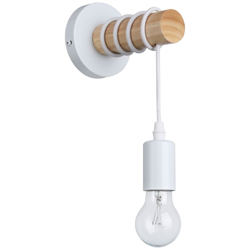 Kinkiet LED MasterLED Eos E27 15cm IP20 biały z drewnem wiszący 1 szt.