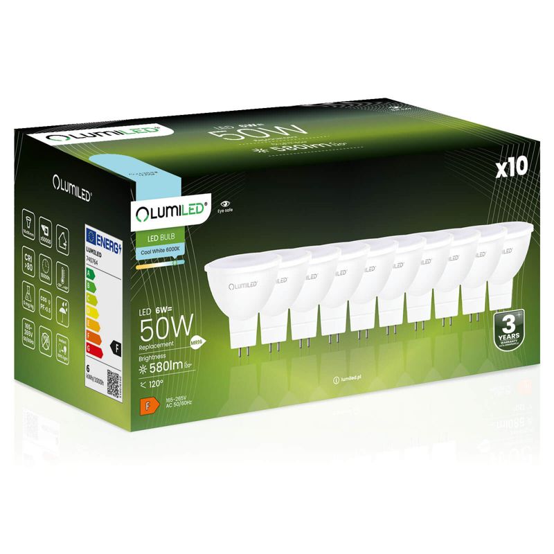 Żarówka LED LUMILED GU5.3 MR16 6W 580lm 6500K 120st 10 szt.