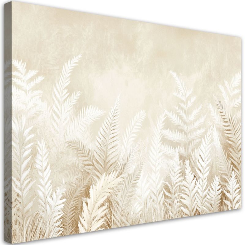 Obraz do salonu sypialni Feeby Beżowe liście paproci pióra w stylu boho 120x80cm 1szt