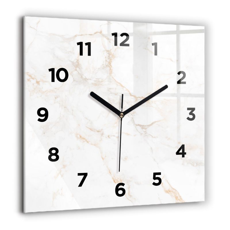 Zegar z czarnymi wskazówkami Wallfluent 60x60 cm Elegancki marmur 1 szt.
