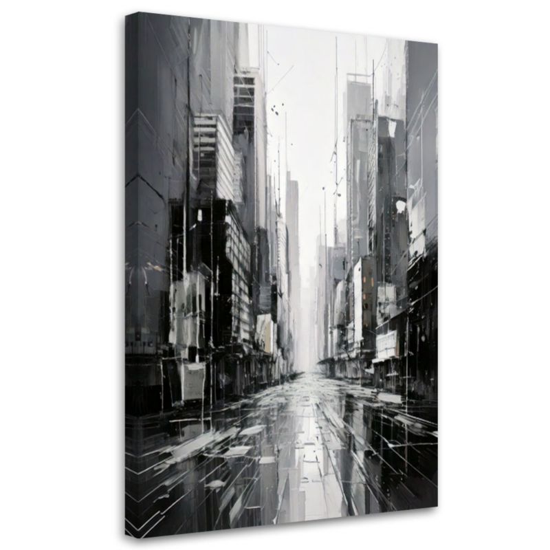 Obraz do salonu Feeby Miasto Ulica Nowoczesna Abstrakcja Szara 80x120cm 1szt