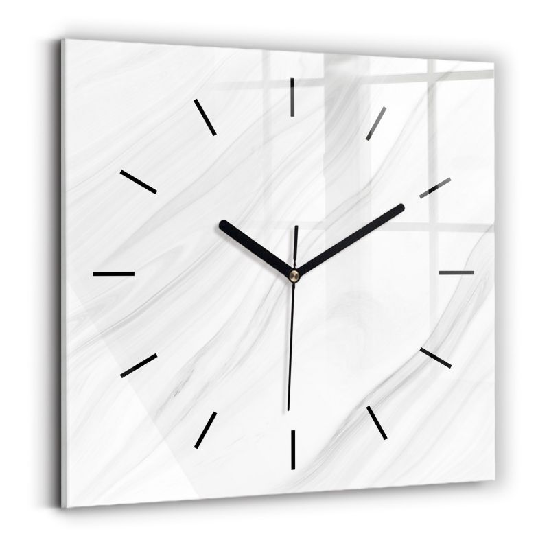 Zegar szklany Wallfluent 30x30 cm Dekoracyjny marmur czarne wskazówki 1 szt.
