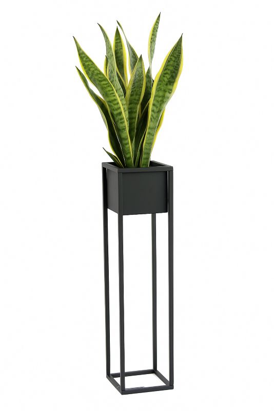 Kwietnik stojący JAKPOL Cubo Loft 90 cm metalowy czarny 1 szt.