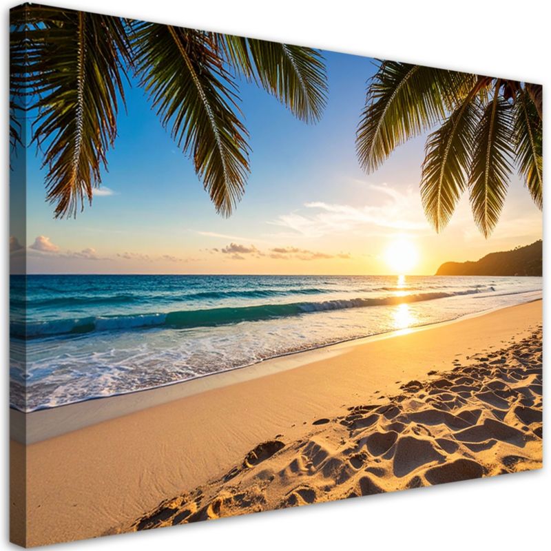 Obraz do salonu sypialni biura Feeby Zachód słońca Plaża Palmy 120x80cm 1szt
