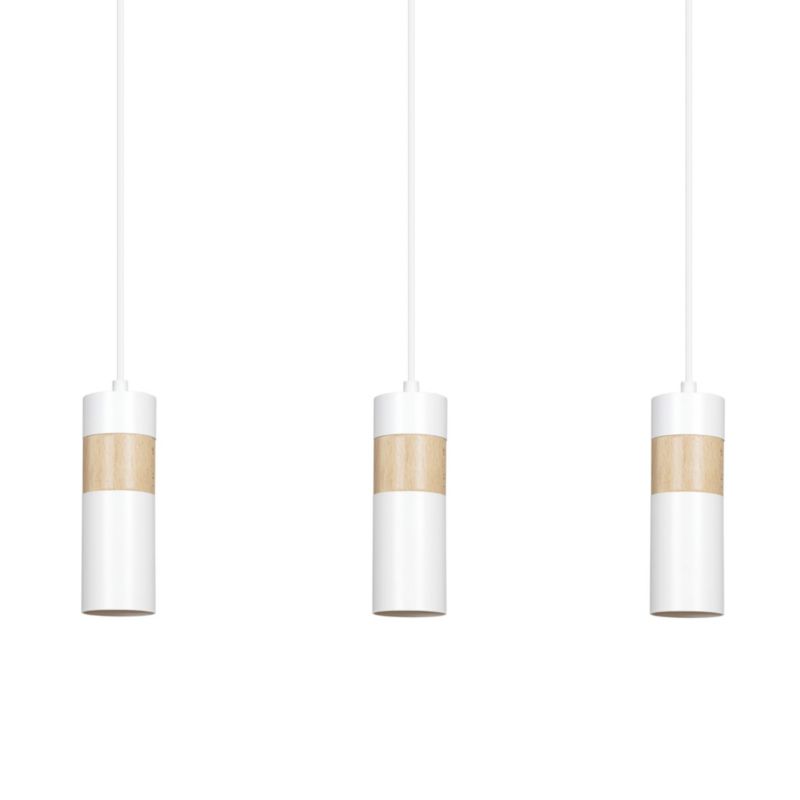 Lampa sufitowa Emibig Akari biała jasne drewno wym: 100 x 60 x 10 cm 3xGU10 x 10W 1 szt.