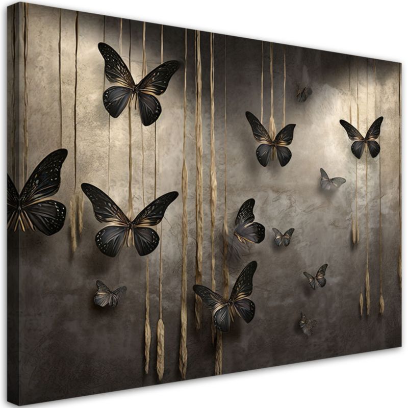 Obraz do salonu sypialni Feeby Czarne Motyle Owady 120x80 cm 1szt