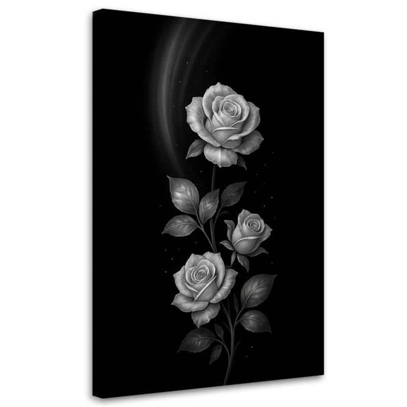 Obraz canvas do salonu sypialni Feeby Kwiaty Srebrne róże 80x120cm 1szt