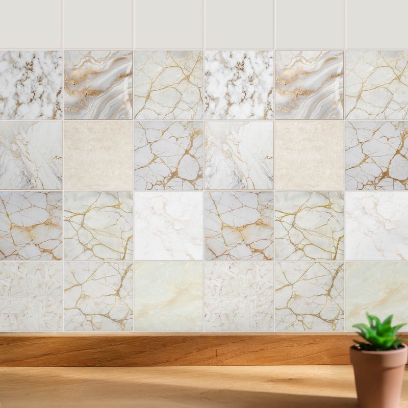 Naklejki na płytki Wallfluent 15x15 cm Elegancka mozaika marmurowa szybka renowacja 24 szt.
