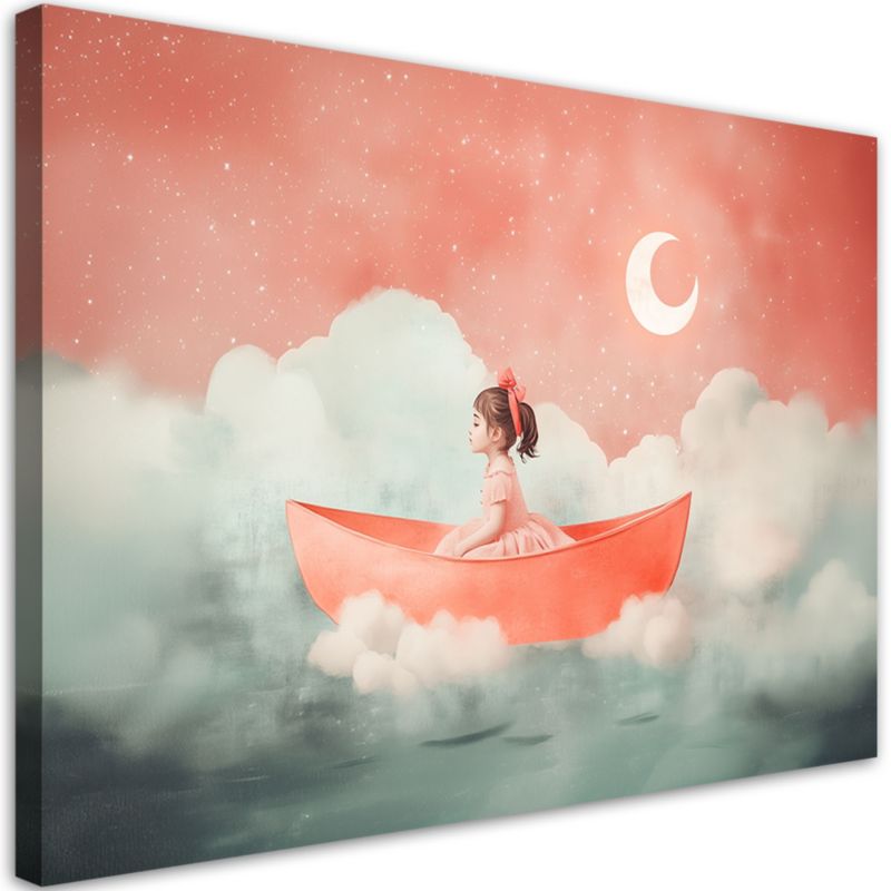 Obraz do pokoju dziecka Feeby Dziewczynka w łódce w chmurach 120x80cm 1szt