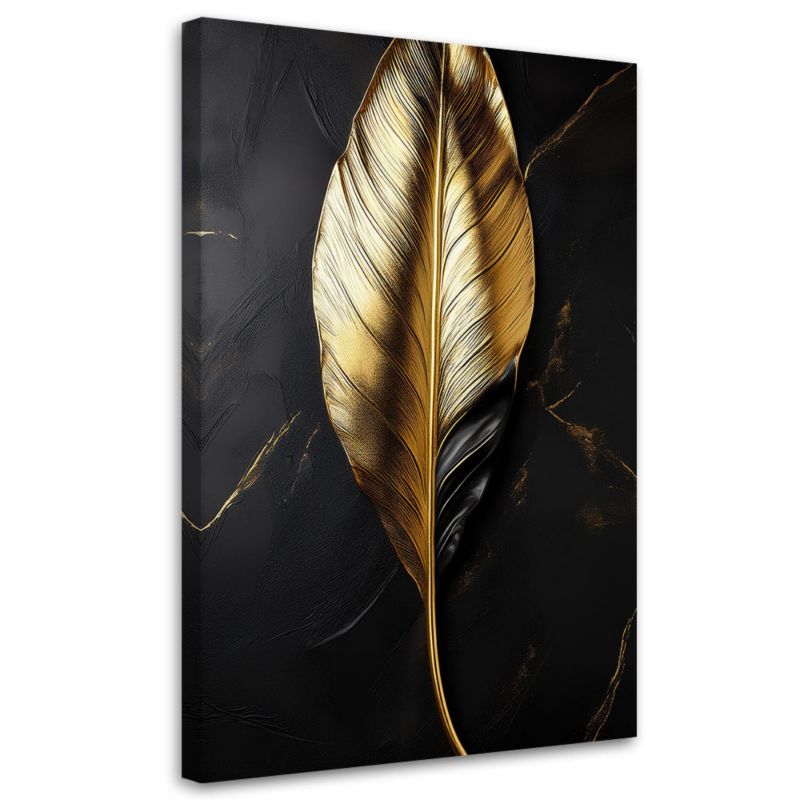 Obraz na płótnie Feeby Złoty Liść na czarnym tle 80x120cm 1szt