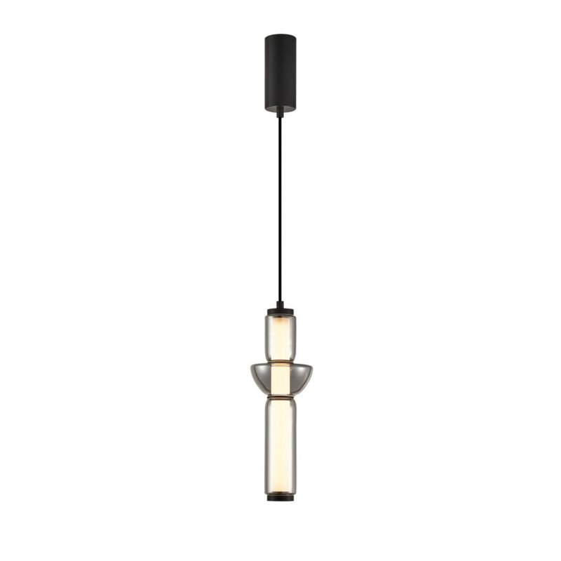 Lampa wisząca Italux Bruni czarny mat-jasny szary wym: 176 x 12 x 12 cm wbudowany LED 19W 1 szt.