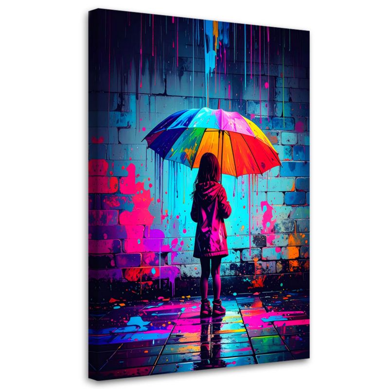 Obraz młodzieżowy Feeby Dziewczynka z parasolką Graffiti Street Art 70x100cm 1szt