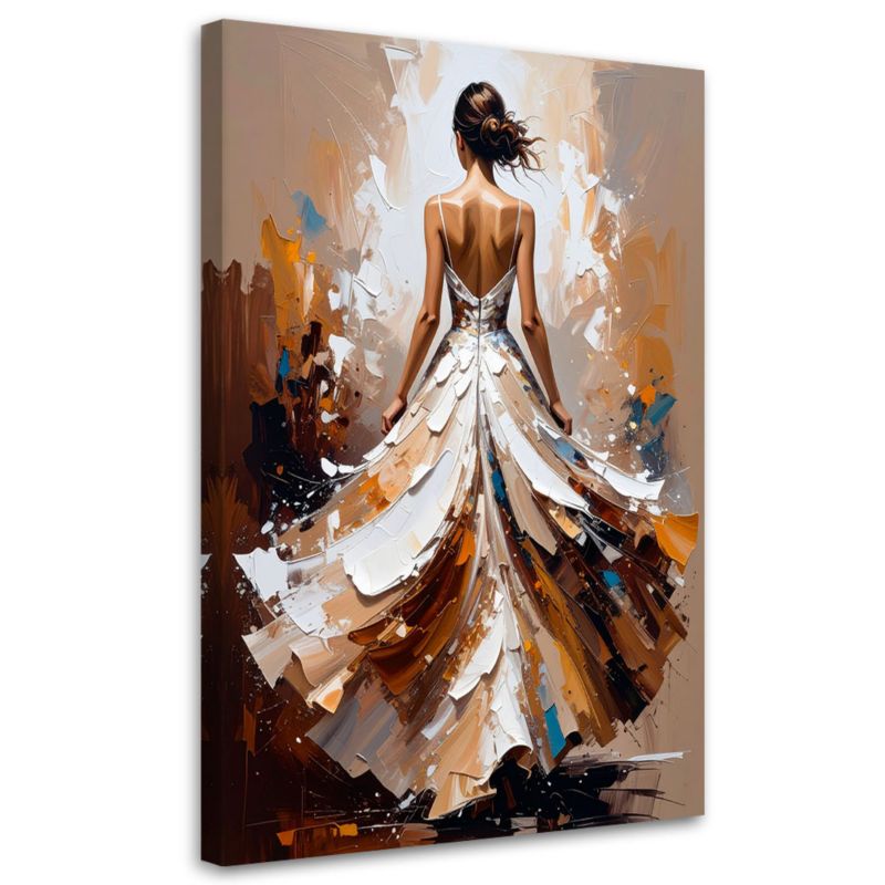 Obraz do salonu sypialni Feeby Kobieta w białej sukni efekt farby 80x120cm 1szt