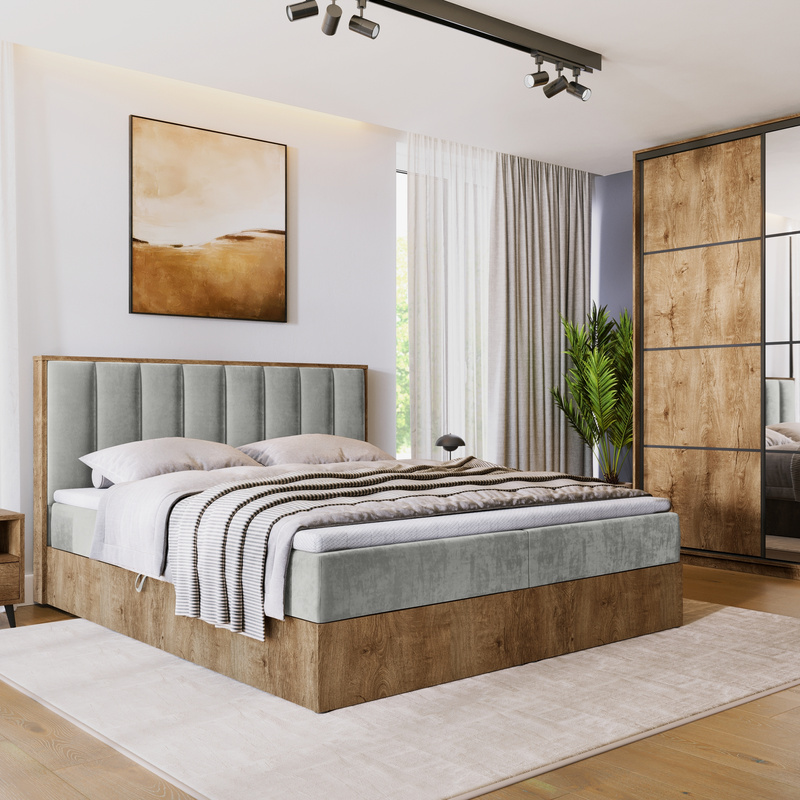 Łóżko kontynentalne 160x200 do sypialni LOFT II z pojemnikiem