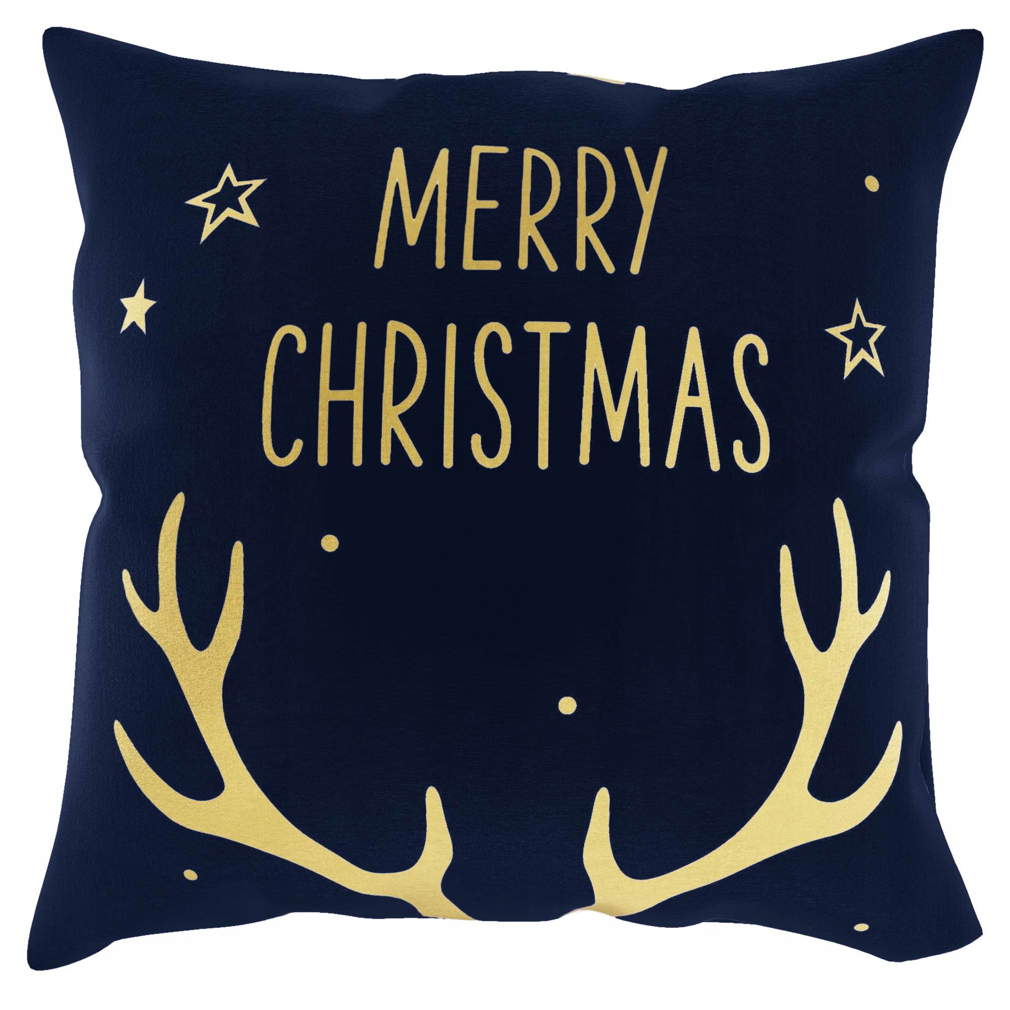 Świąteczna poszewka na poduszkę Merry Christmas granatowo-złota 45x45cm AL