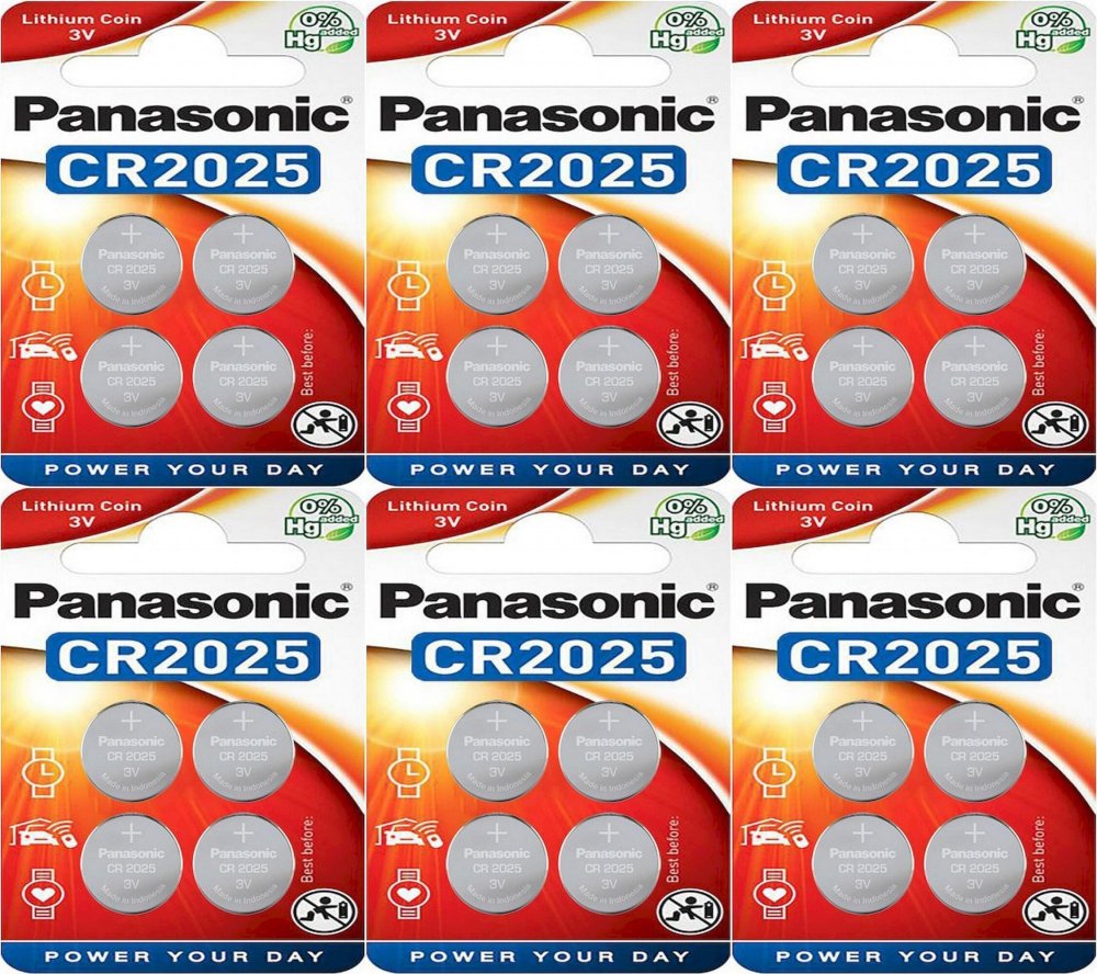 6x Bateria litowa Panasonic, 3V, CR2025, 4 sztuki