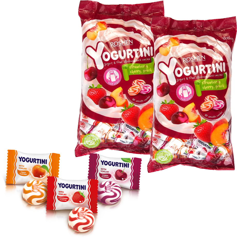 2x Cukierki karmelki Roshen Yogurtini, owocowo-śmietankowy, 1kg