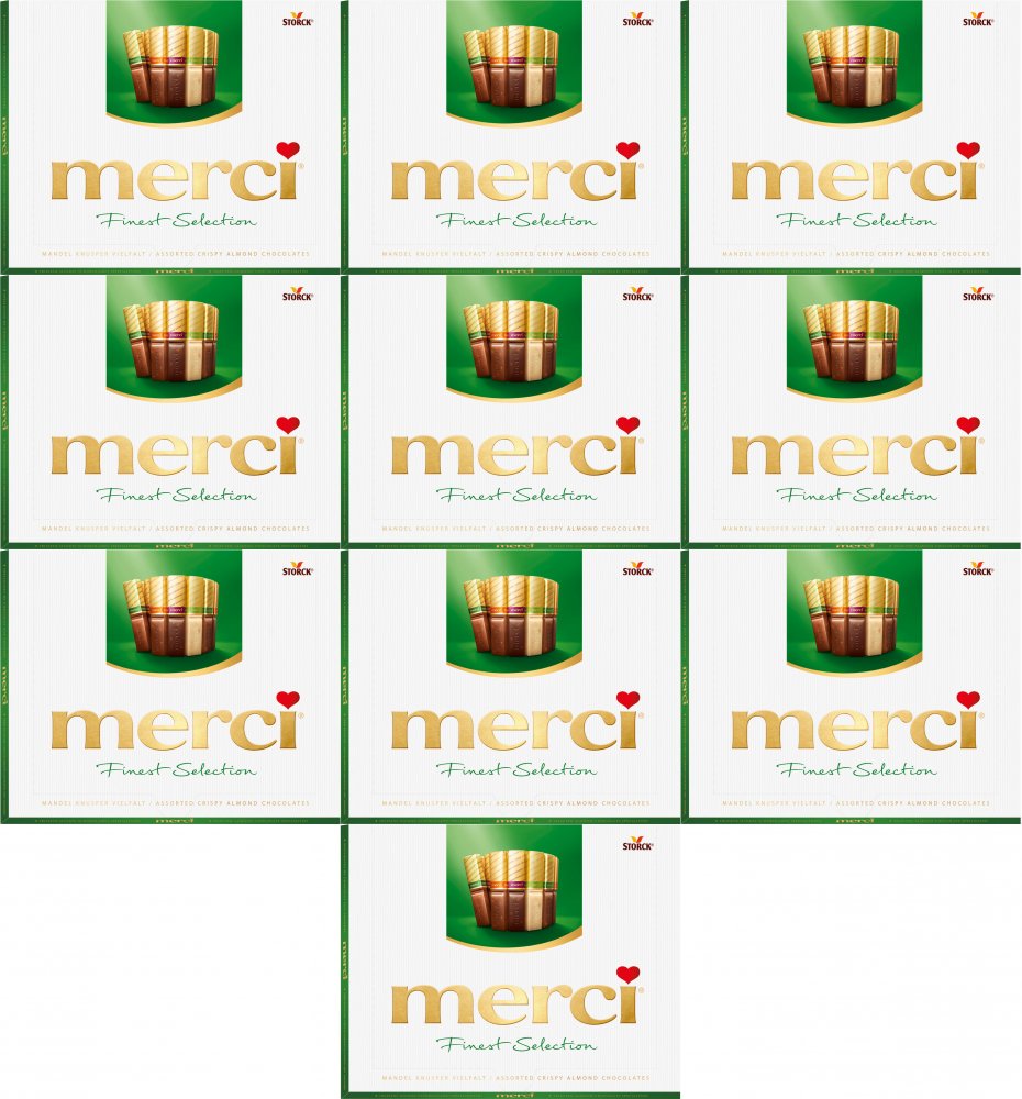 10x Bombonierka Merci Finest Selection, migdałowa kolekcja, 250g