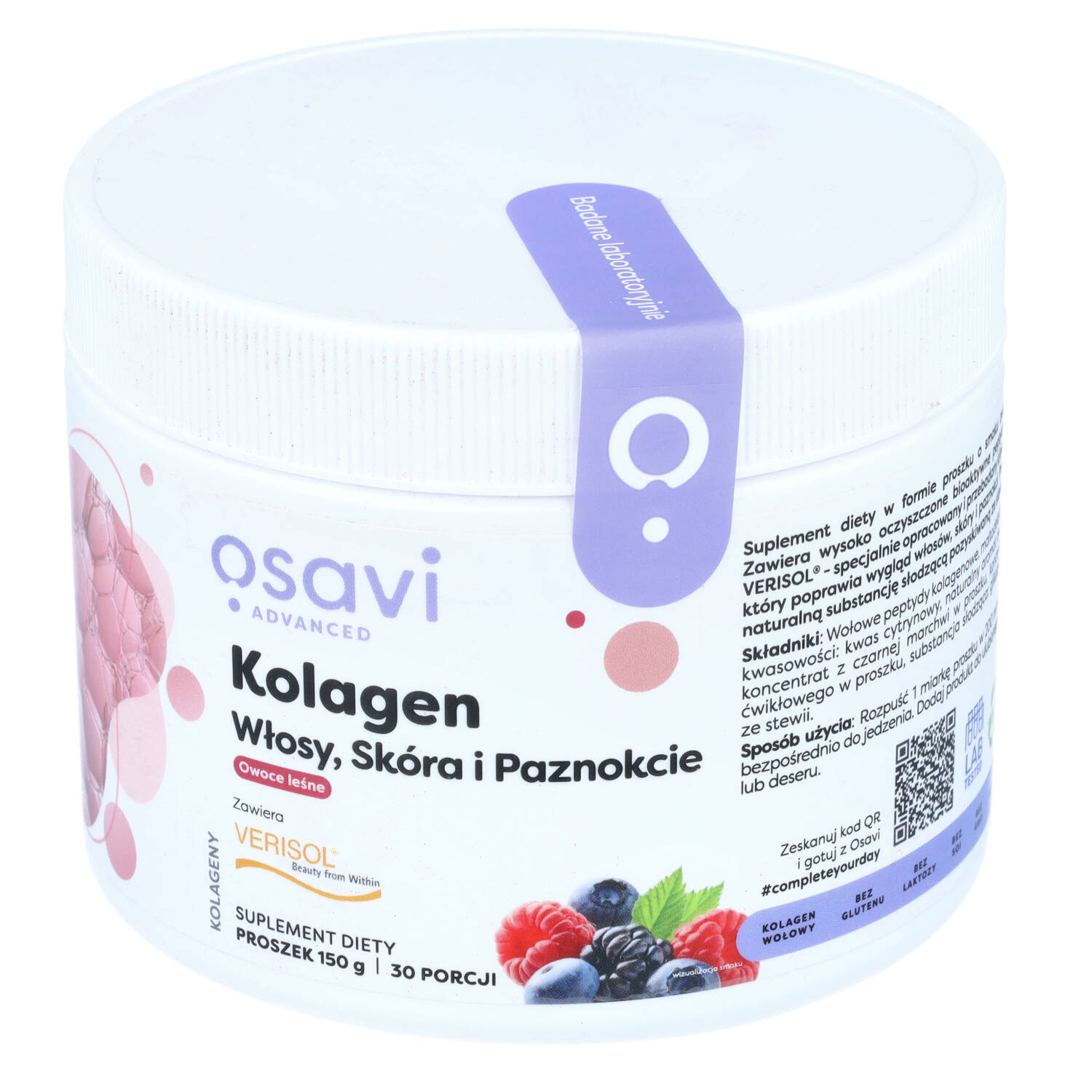 Osavi kolagen włosy, skóra, paznokcie, owoce leśne, 150 g