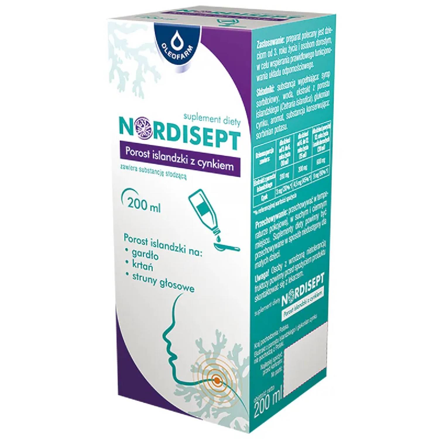 Nordisept, porost islandzki z cynkiem, 150 ml