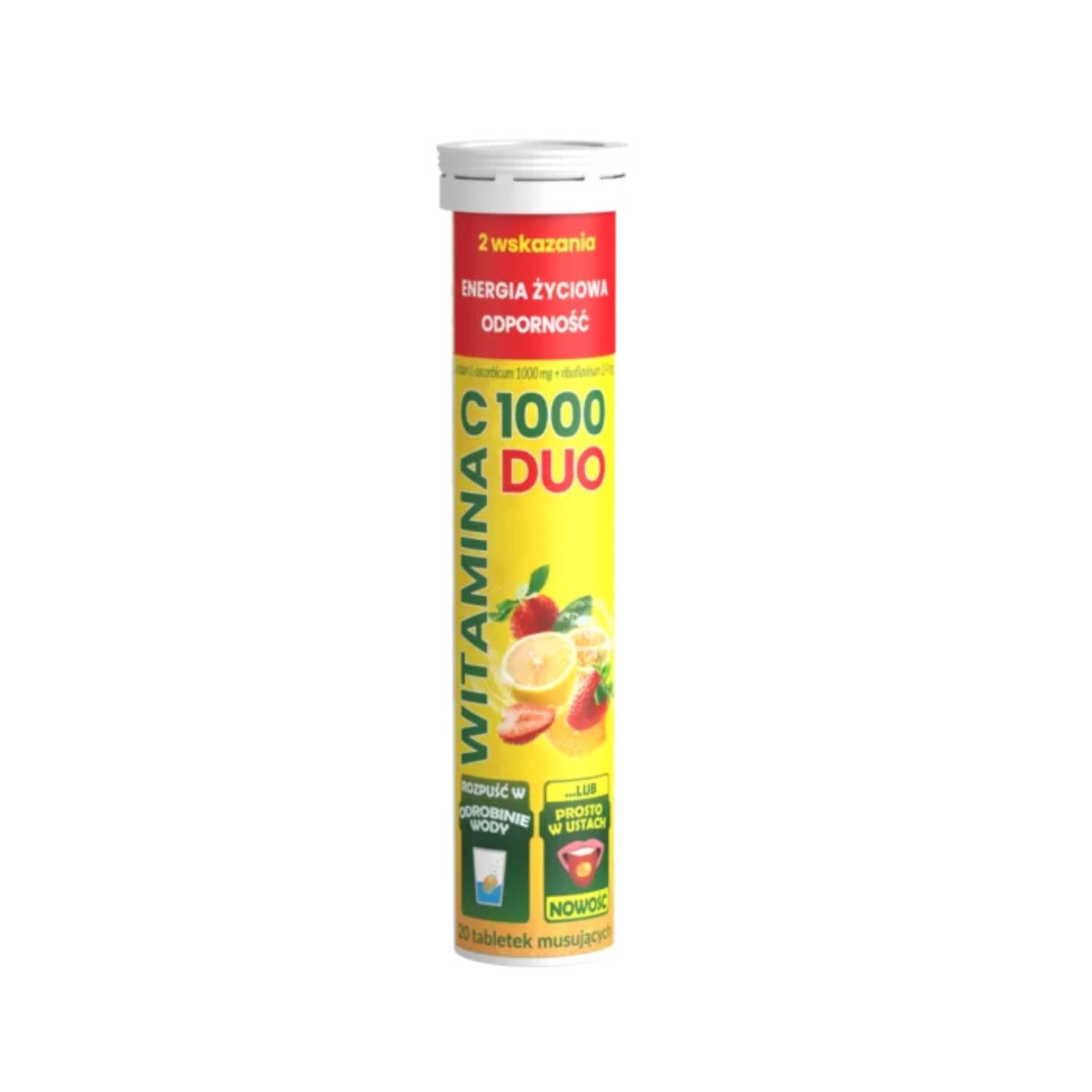 Witamina c 1000 mg duo z ryboflawiną, 20 tabletek musujących