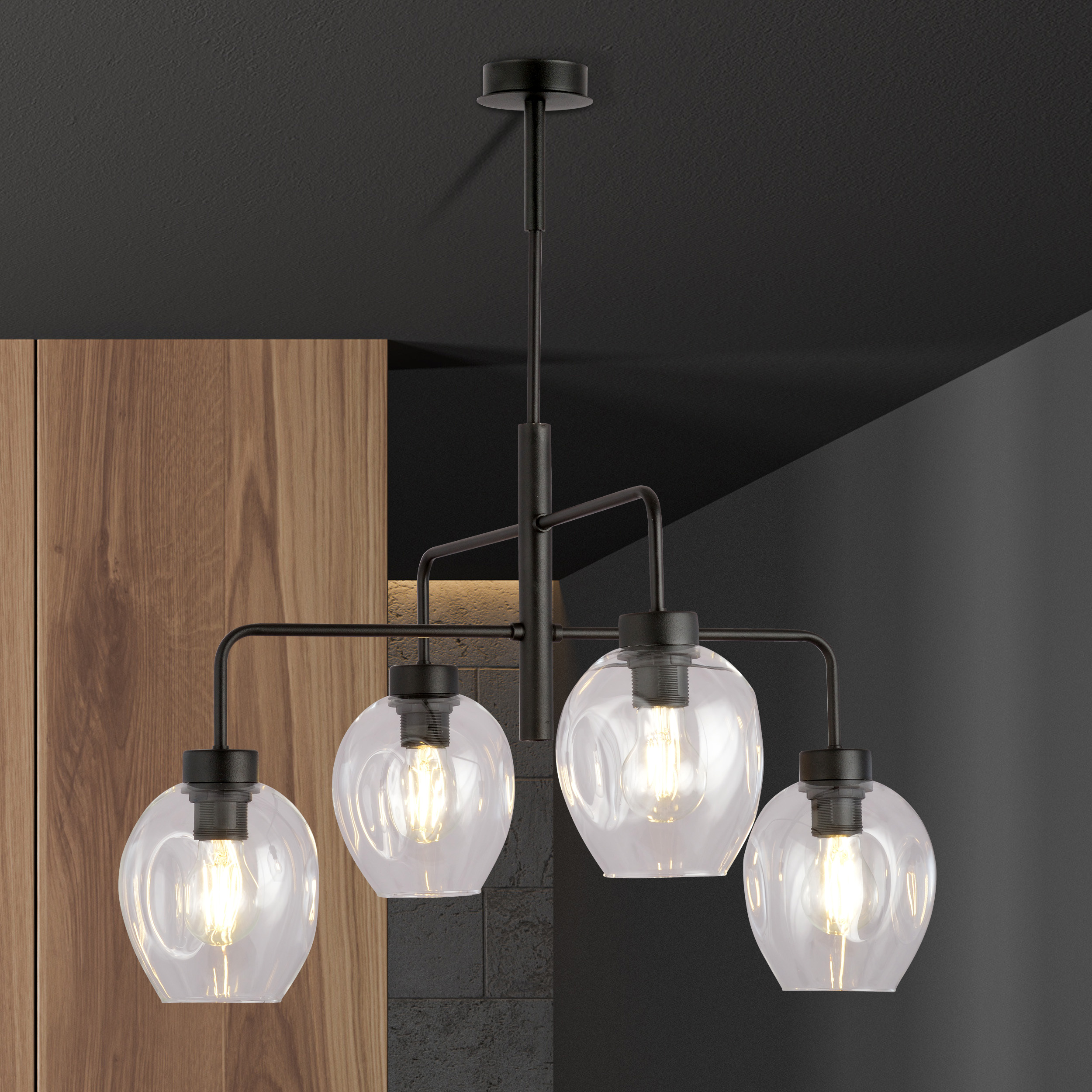 Emibig Lukka lampa podsufitowa 4x15 W czarna-przezroczysta 1164/4