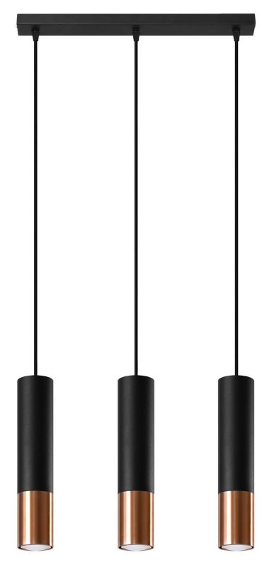 Lampa sufitowa wisząca Sollux Lighting Loopez 1714 czarno-miedziana szerokość 29 cm 3xGU10 x 40W 1 szt.