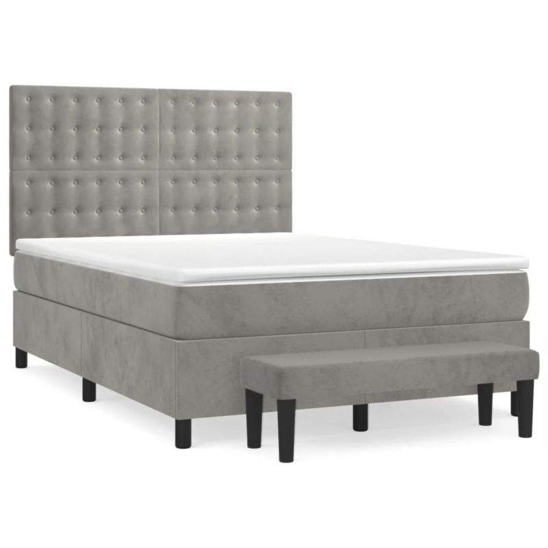 Łóżko kontynentalne WaszeMeble 140x190 cm jasnoszare WM-3138079 1 szt.
