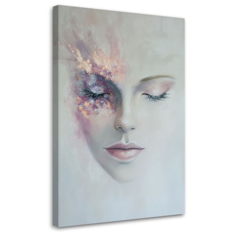 Obraz na płótnie Feeby Abstrakcyjny Portret Kobiety Szary 70x100cm 1szt