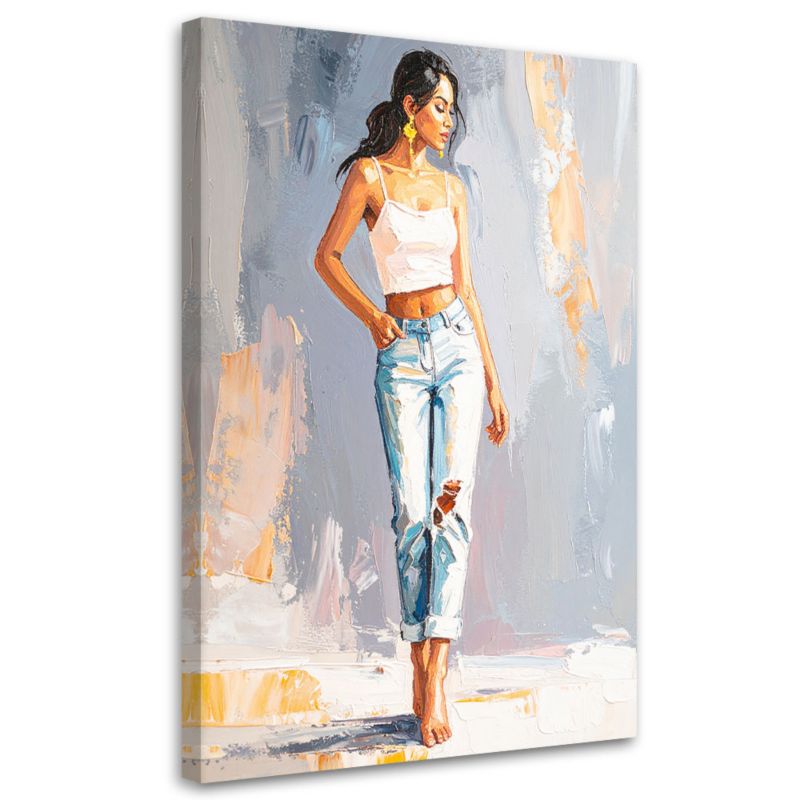 Obraz do salonu biura sypialni Feeby Dziewczyna w dżinsach 60x90cm 1szt