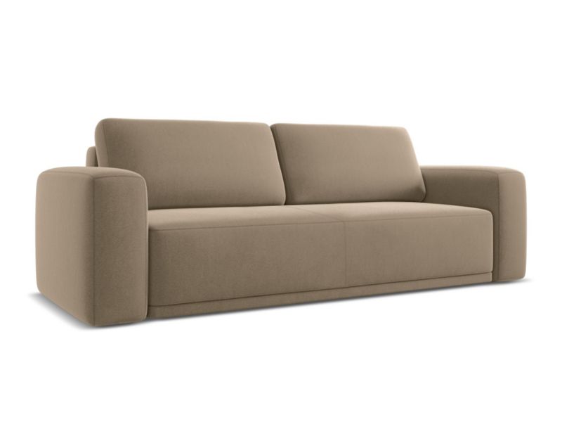 Kanapa 3-osobowa z funkcją spania Makamii Kaila z tkaniny welwetowej 242x100 cm jasny beż 1 szt.