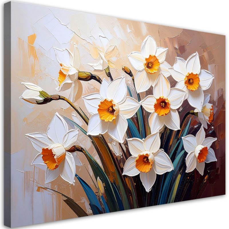 Obraz do salonu Feeby Zonkile Kwiaty na abstrakcyjnym beżowym tle 60x40cm 1szt