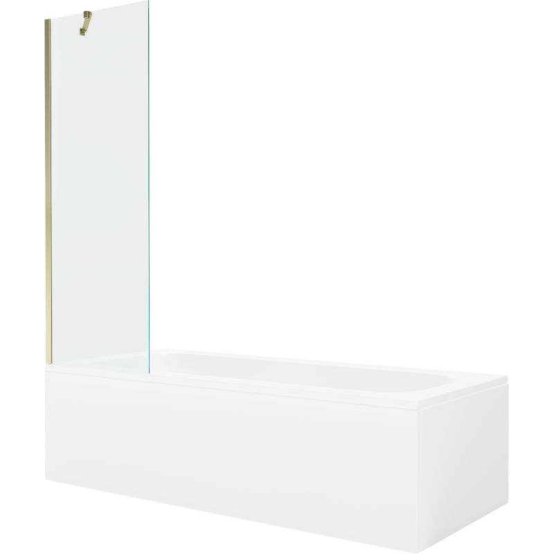 Wanna prostokątna Mexen Vega 150 x 70 cm z obudową i parawanem 1-skrzydłowym 60 cm transparent złoty 1 kpl.