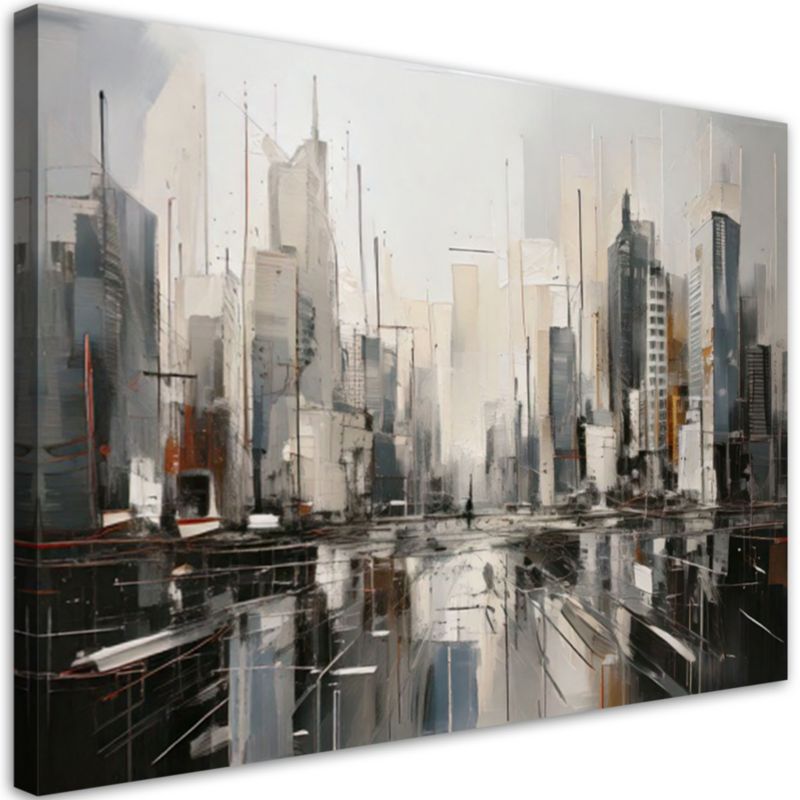 Obraz do salonu nowoczesny Feeby Abstrakcyjne miasto wieżowce w beżu 120x80cm 1szt