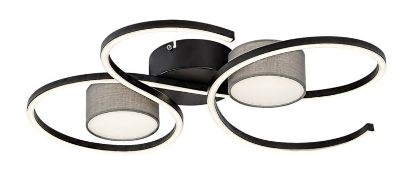 Lampa sufitowa wisząca Rabalux Shiena czarny matowa-popielaty wym: 10 x 60 x 54 cm wbudowany LED 38W 1 szt.
