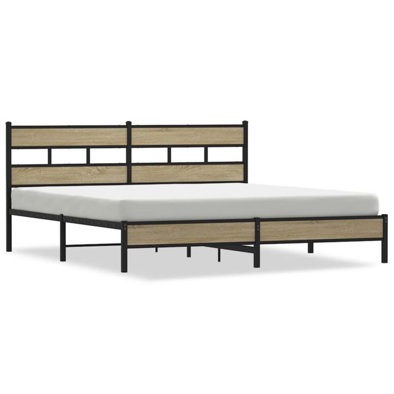 Łóżko metalowe WaszeMeble 200x200 cm dąb sonoma WM-3308498 1 szt.