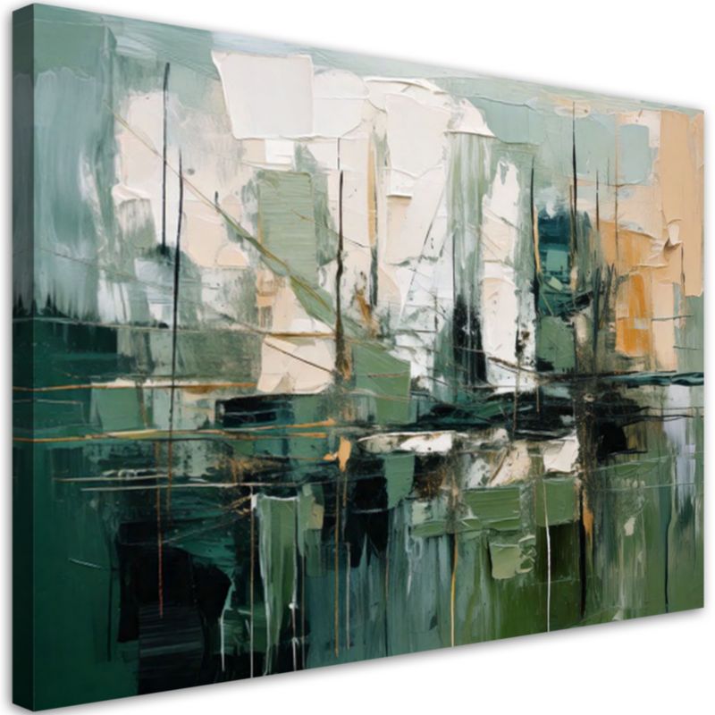 Abstrakcja obraz nowoczesny do salonu Feeby Zielony beżowy szary 120x80cm 1szt