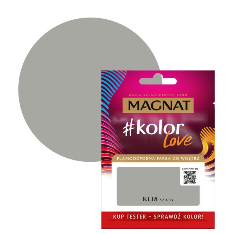 Tester farby plamoodpornej Magnat #kolorLove KL18 szary 0,025 l