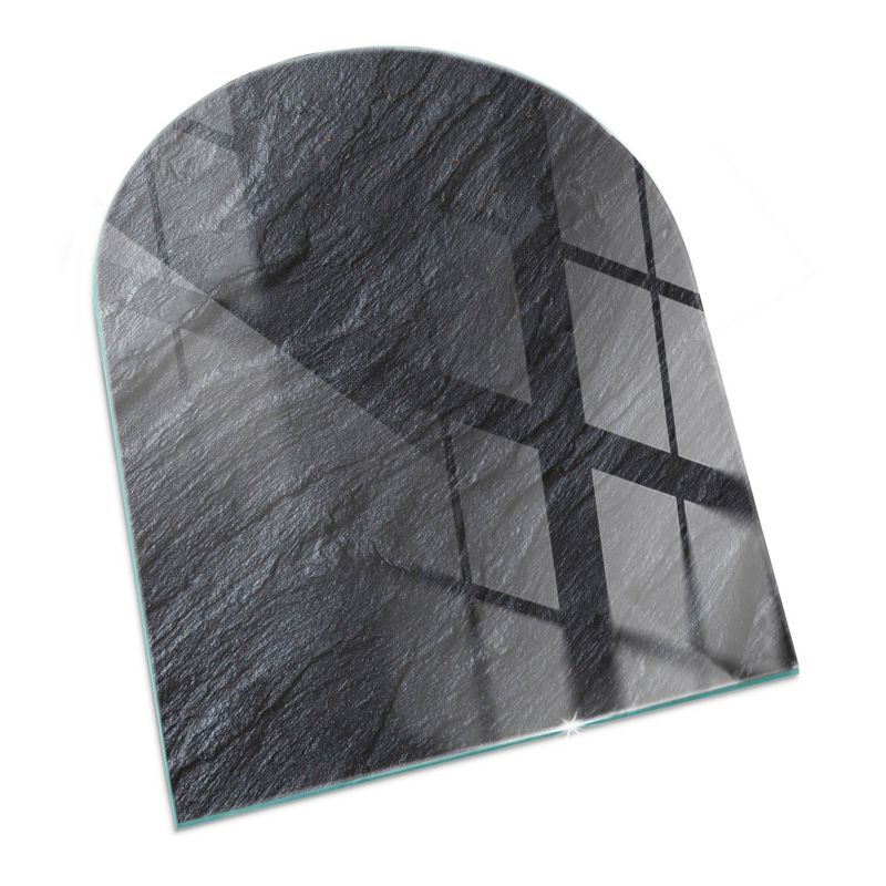Szklana Podkładka Pod Kominek Półowalny Wallfluent 80x70 cm Struktura kamiennej faktury 1 szt.