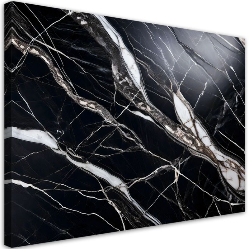 Obraz na płótnie Feeby Czarno Biały Marmur Kamień 90x60cm 1szt