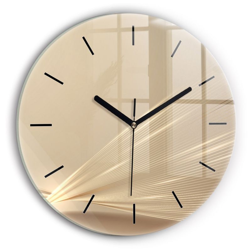 Zegar szklany czarne wskazówki Wallfluent fi30 cm Abstrakcyjne światło 1 szt.