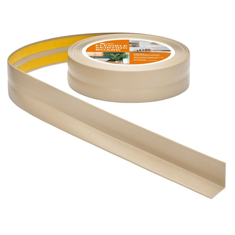 Listwa wykończeniowa PCV 30x30mm, QUEST, samoprzylepna, elastyczna, miękka taśma dekoracyjna, beż, 20m