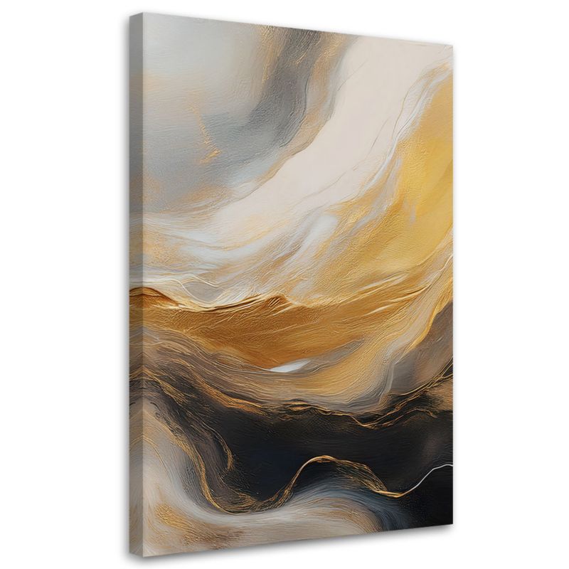 Obraz na płótnie Feeby Abstrakcja Marmur Tekstura Złoto Szary 60x90cm 1szt