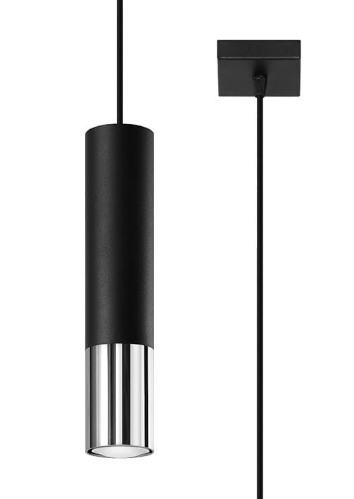 Lampa sufitowa wisząca Sollux Lighting Loopez 1639 czarno-srebrna szerokość 8 cm 1xGU10 x 40W 1 szt.