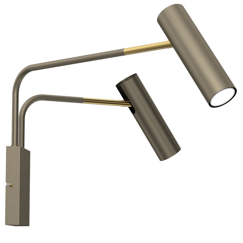 Kinkiet ścienny Luminex Axion tytanowy złoto-złoty połysk do czytania 2 x GU10 x 8W IP20 wym: 38 x 60 x 52 cm - 1 szt.