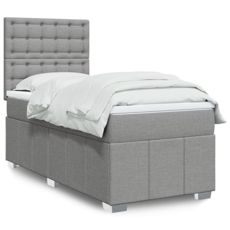 Łóżko kontynentalne WaszeMeble 90x190 cm jasnoszare WM-3291537 1 szt.