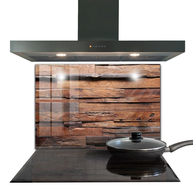 Osłona kuchenna Wallfluent 80x60 cm Rustykalne Drewno Szklany 1 szt.