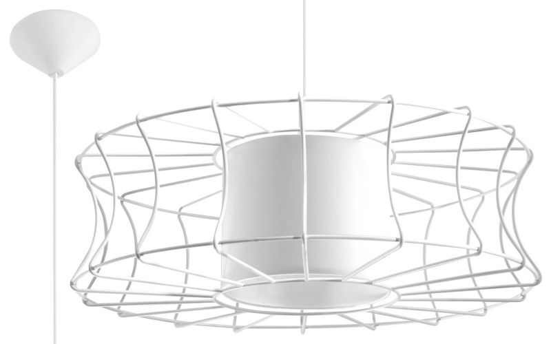Lampa sufitowa wisząca Sollux Lighting Salerno biała wym: 100 x 49 x 49 cm 1xE27 x 60W 1 szt.