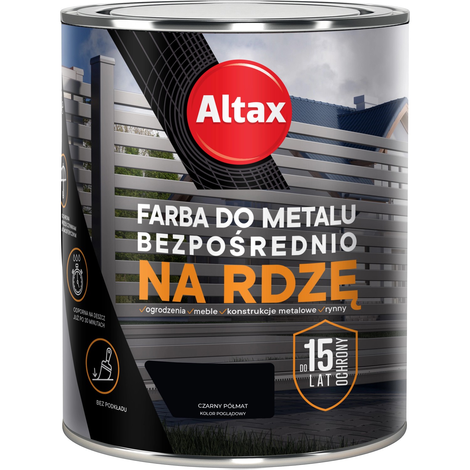 Altax Farba do metalu czarny półmat 750 ml